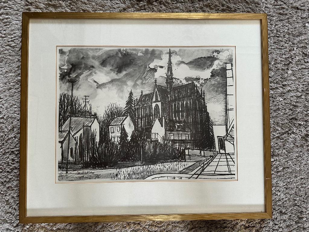 Litho Cathedraal Meersen, Antiek en Kunst, Ophalen of Verzenden