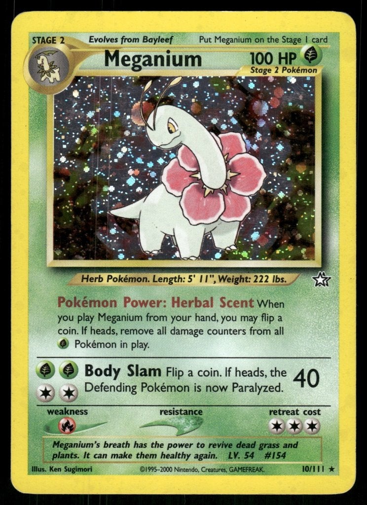 Meganium 10/111 - Neo Genesis (Exc), Hobby en Vrije tijd, Verzamelkaartspellen | Pokémon, Verzenden, Gebruikt