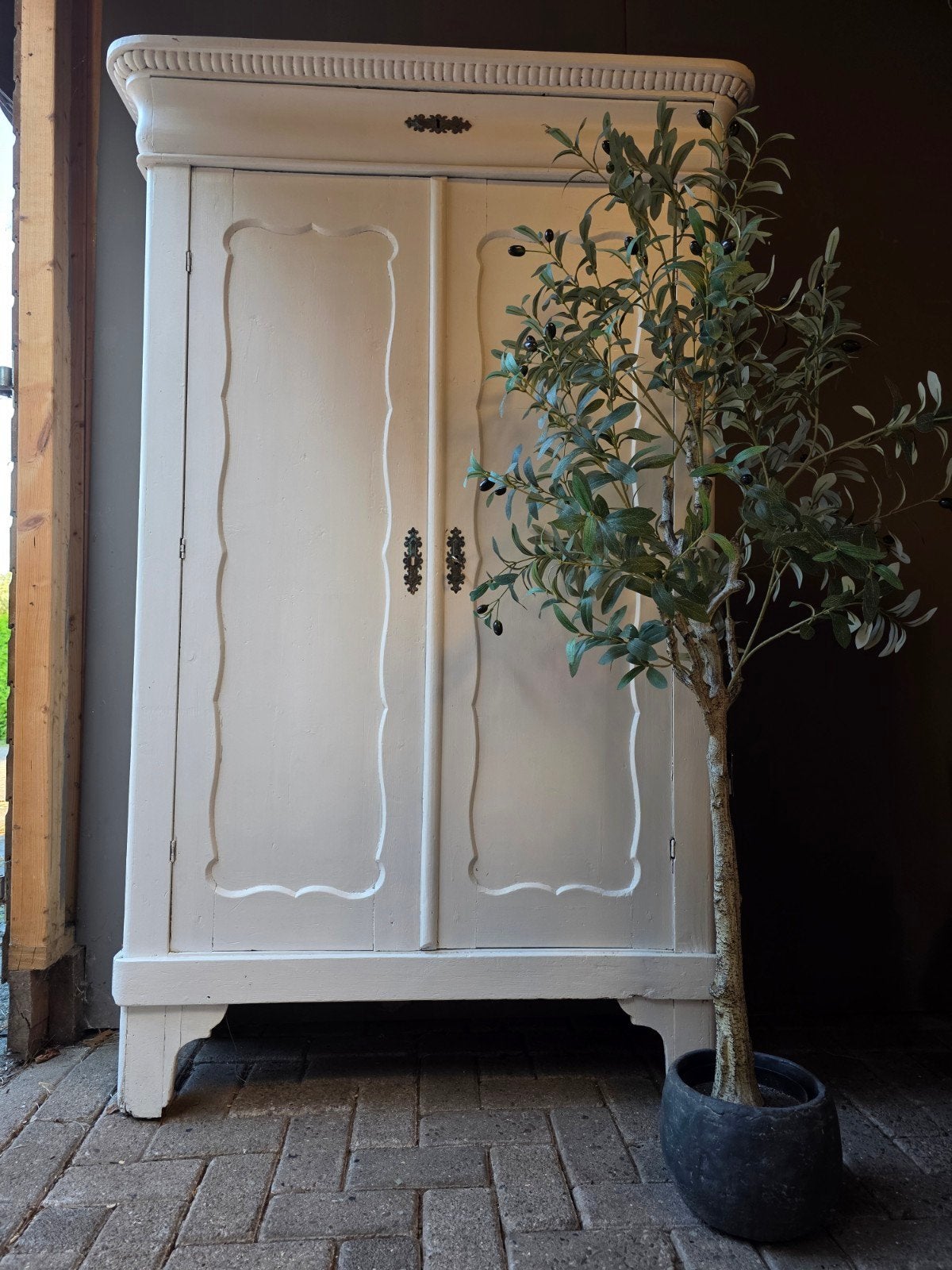 Witte biedermeier meidenkast kledingkast bez mogelijk, Ophalen of Verzenden