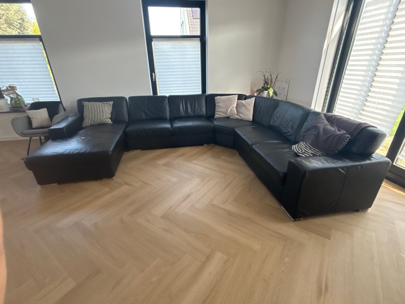 Leren bankstel 9-zits, Ophalen, Gebruikt, Hoekbank, 300 cm of meer