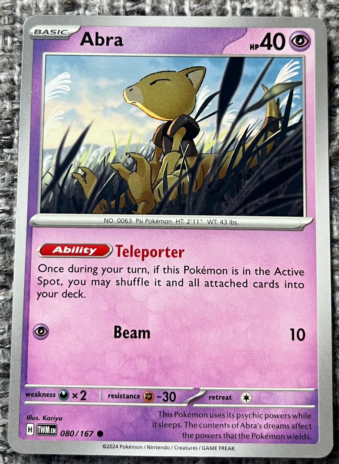 Pokémonkaart van Abra (063) •Twilight Masquerade (080/167), Verzenden, Nieuw, Losse kaart