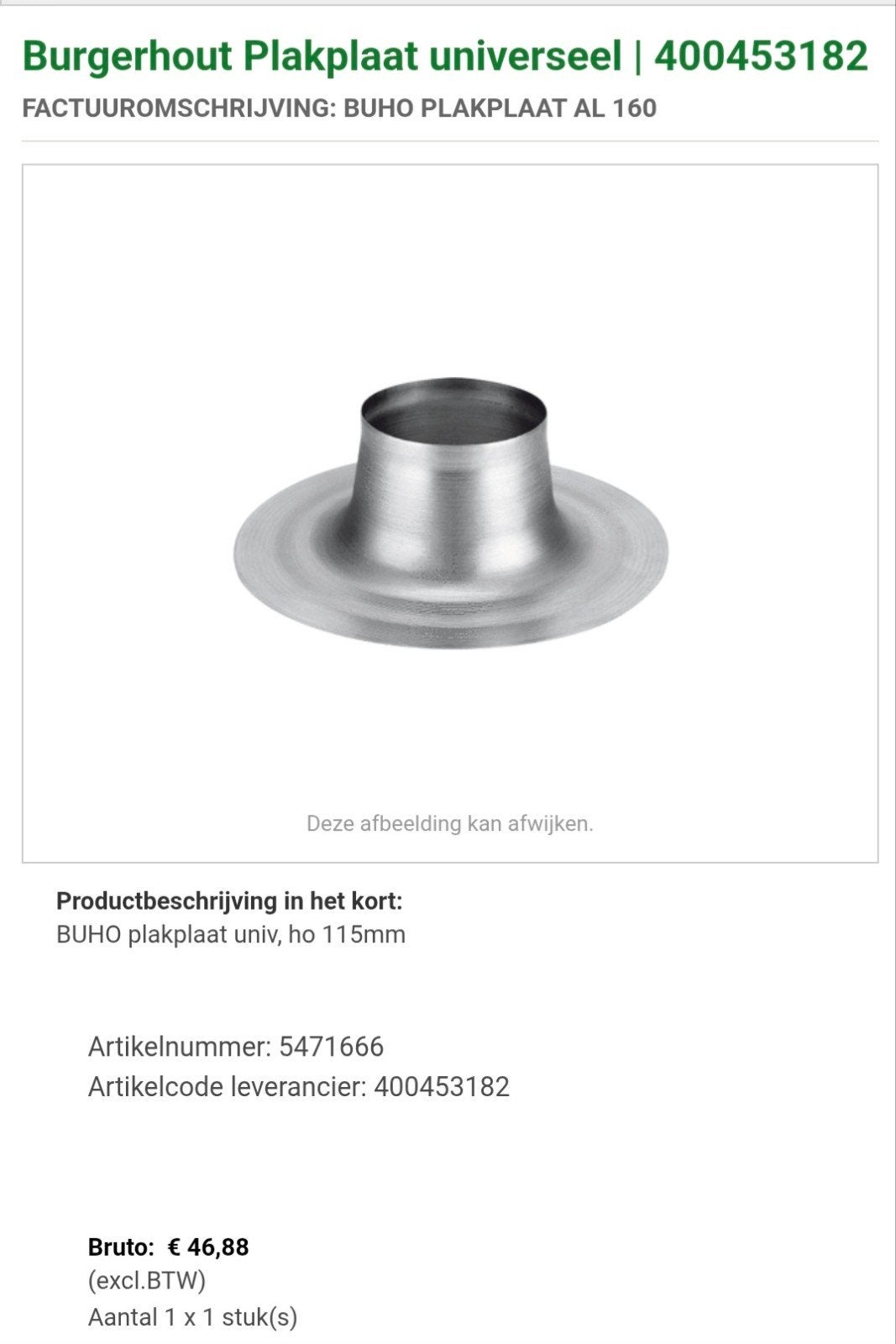 Plakplaat dakdoorvoer  burgerhout 160mm 2 stuks, Ophalen of Verzenden, Zo goed als nieuw