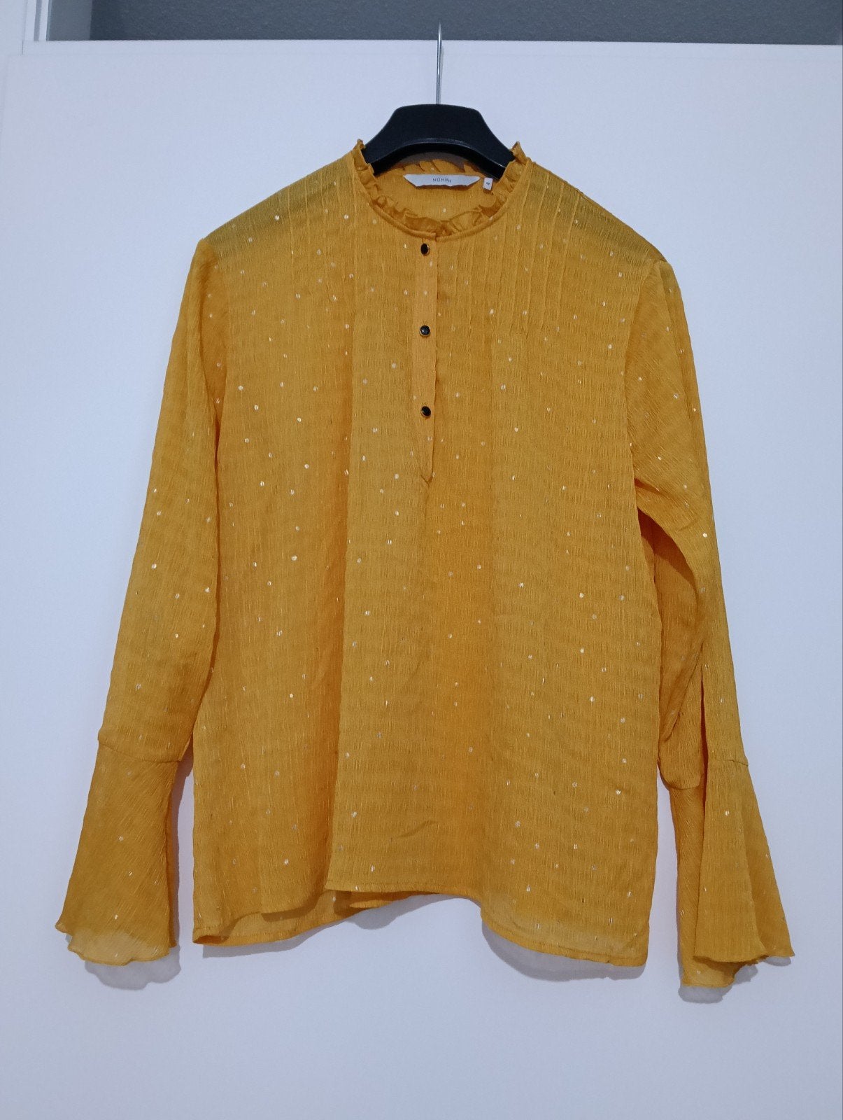 Nümph Blouse Geel met Gouden Stippen - Maat 42, Geel, Ophalen of Verzenden, Zo goed als nieuw, Maat 42/44 (L)
