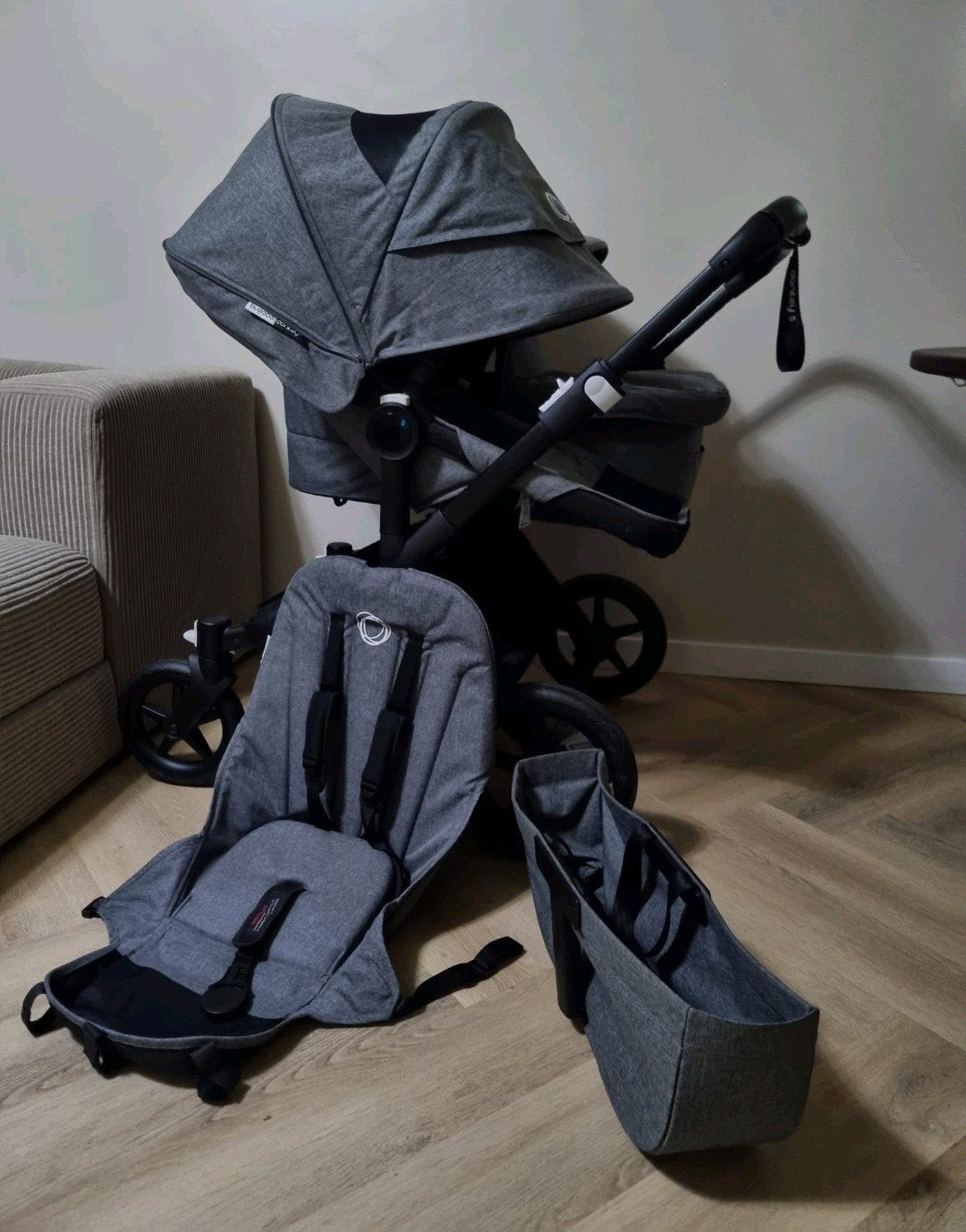 Bugaboo Donkey 5 Duo of Tweeling kinderwagen Black met Grey, Ophalen, Duowagen, Bugaboo, Zo goed als nieuw