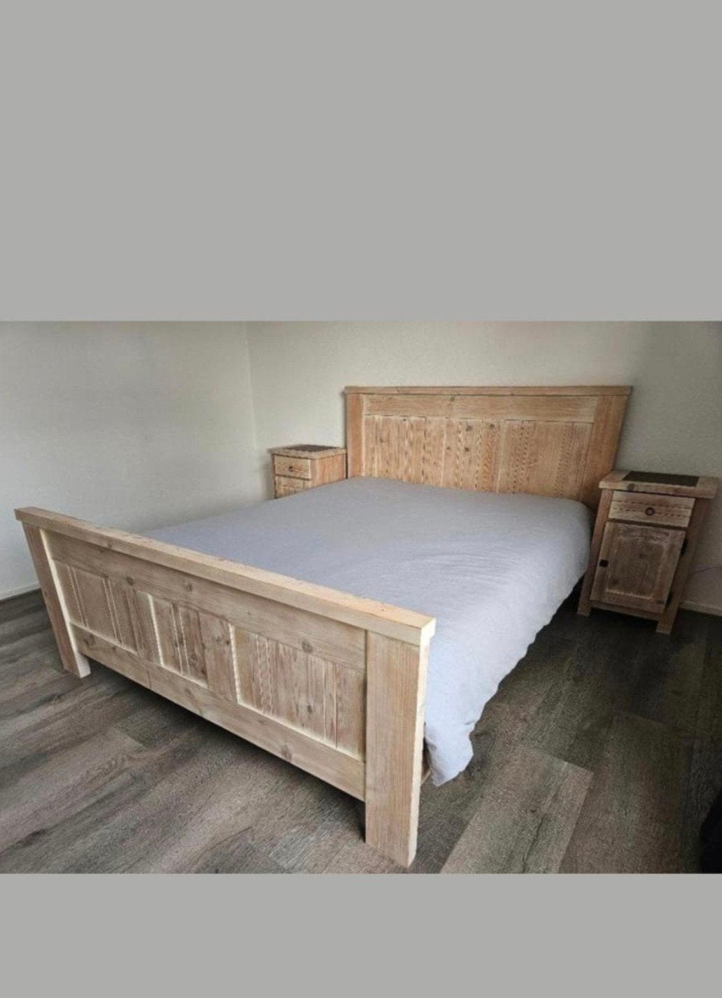 Mooi whitewash bed 160x210 met 2 Auping matrassen, Ophalen, Tweepersoons, Zo goed als nieuw, 160 cm