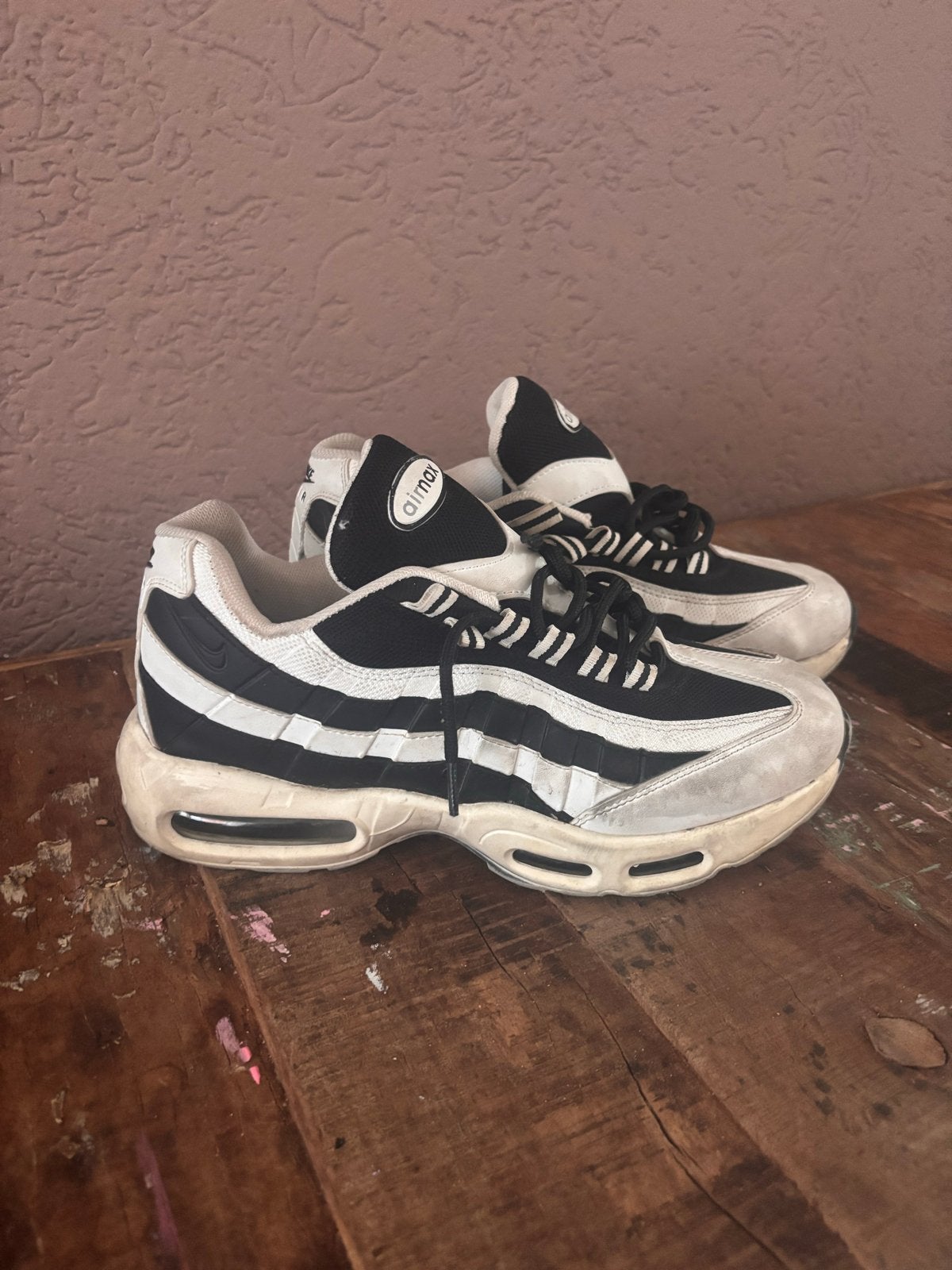Nike Air Max 95 - Zwart/Wit Sneakers, Ophalen of Verzenden, Gedragen, Zwart, Sneakers of Gympen