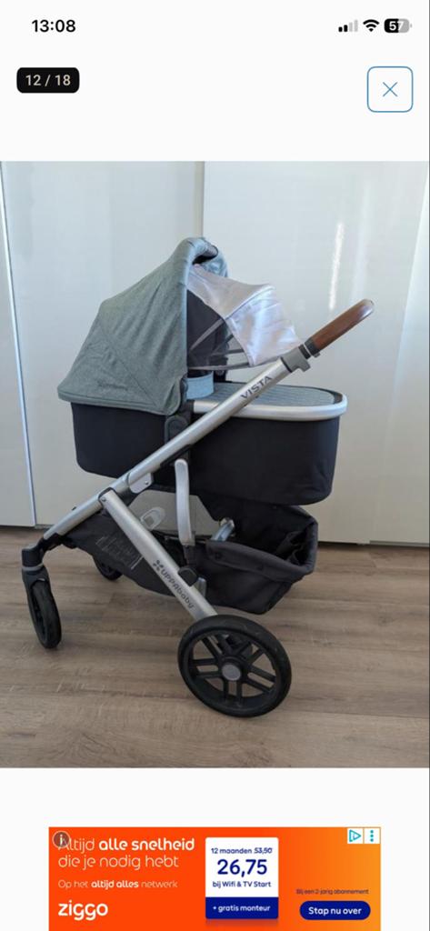 UPPAbaby Vista Kinderwagen met Reiswieg en wandelwagen, Gebruikt, Combiwagen, Met reiswieg, Ophalen