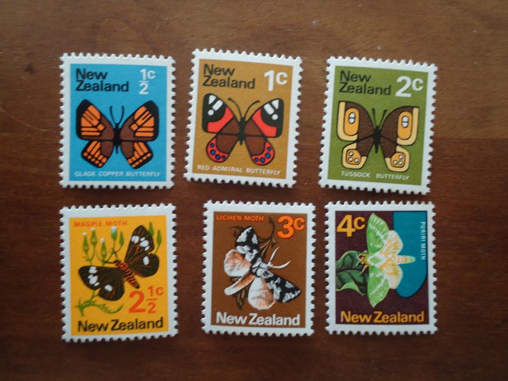 Vlinders Nieuw-Zeeland 1970, mi. 517-22 postfris, Ophalen of Verzenden, Postfris, Dier of Natuur