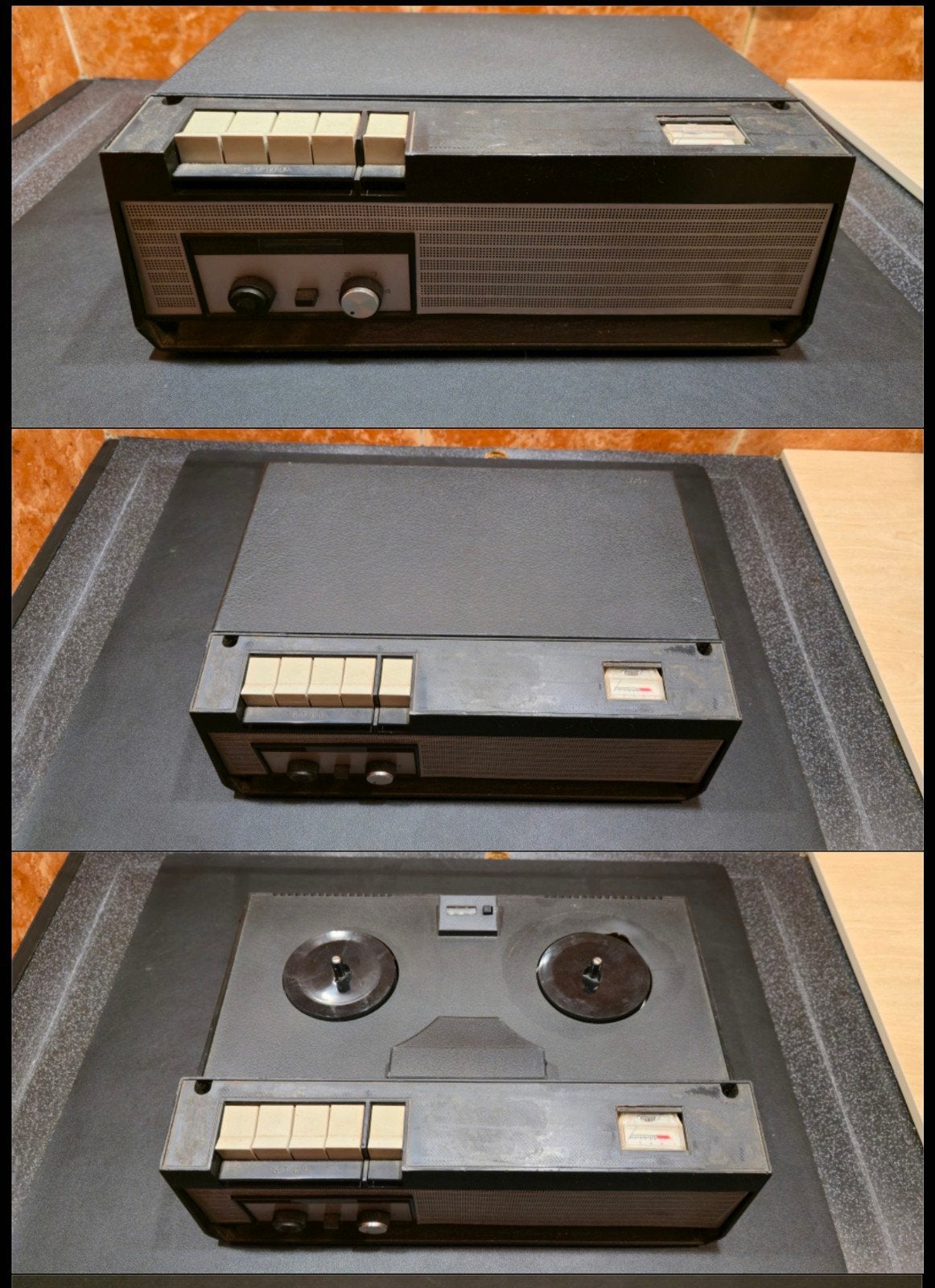 Vintage Philips bandrecorder model EL 3552A/16. bandrecorder, Ophalen of Verzenden, Defecte bandrecorder, Met stofkap