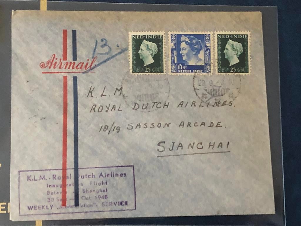 1372 Ned Indie KLM Vlucht 1938 Batavia Shanghai, Postzegels en Munten, Ophalen of Verzenden, Briefkaart