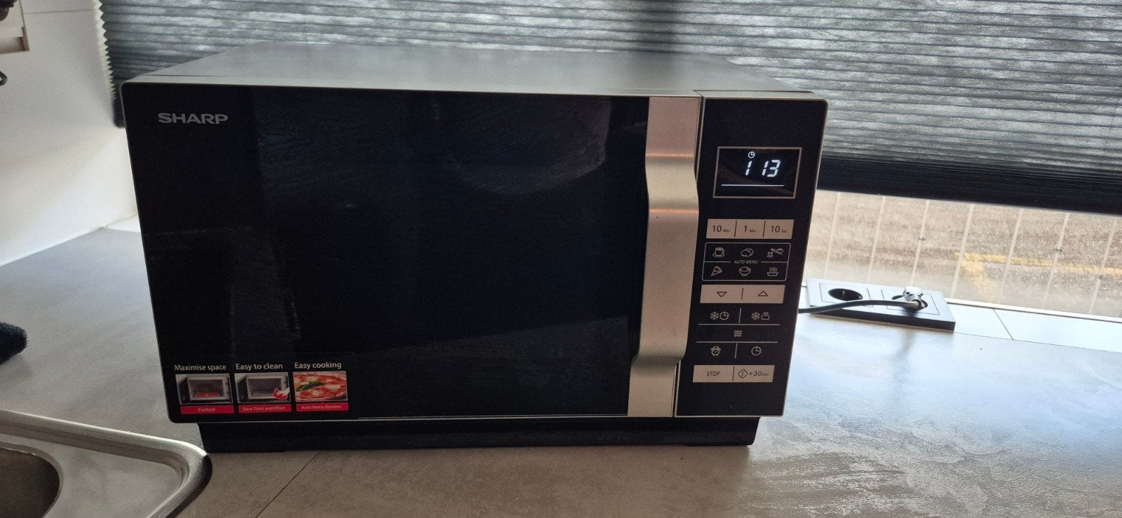 Sharp R360S Magnetron - zilver/Zwart, 900W, Ophalen, Gebruikt, Vrijstaand, Magnetron