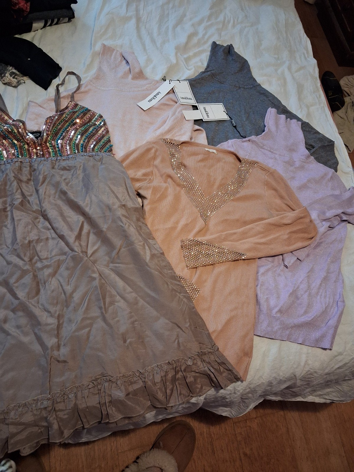 3 Glitter coltruien & 1 glitter jurkje & 1 shirt - Maat M, Kleding | Dames, Ophalen of Verzenden