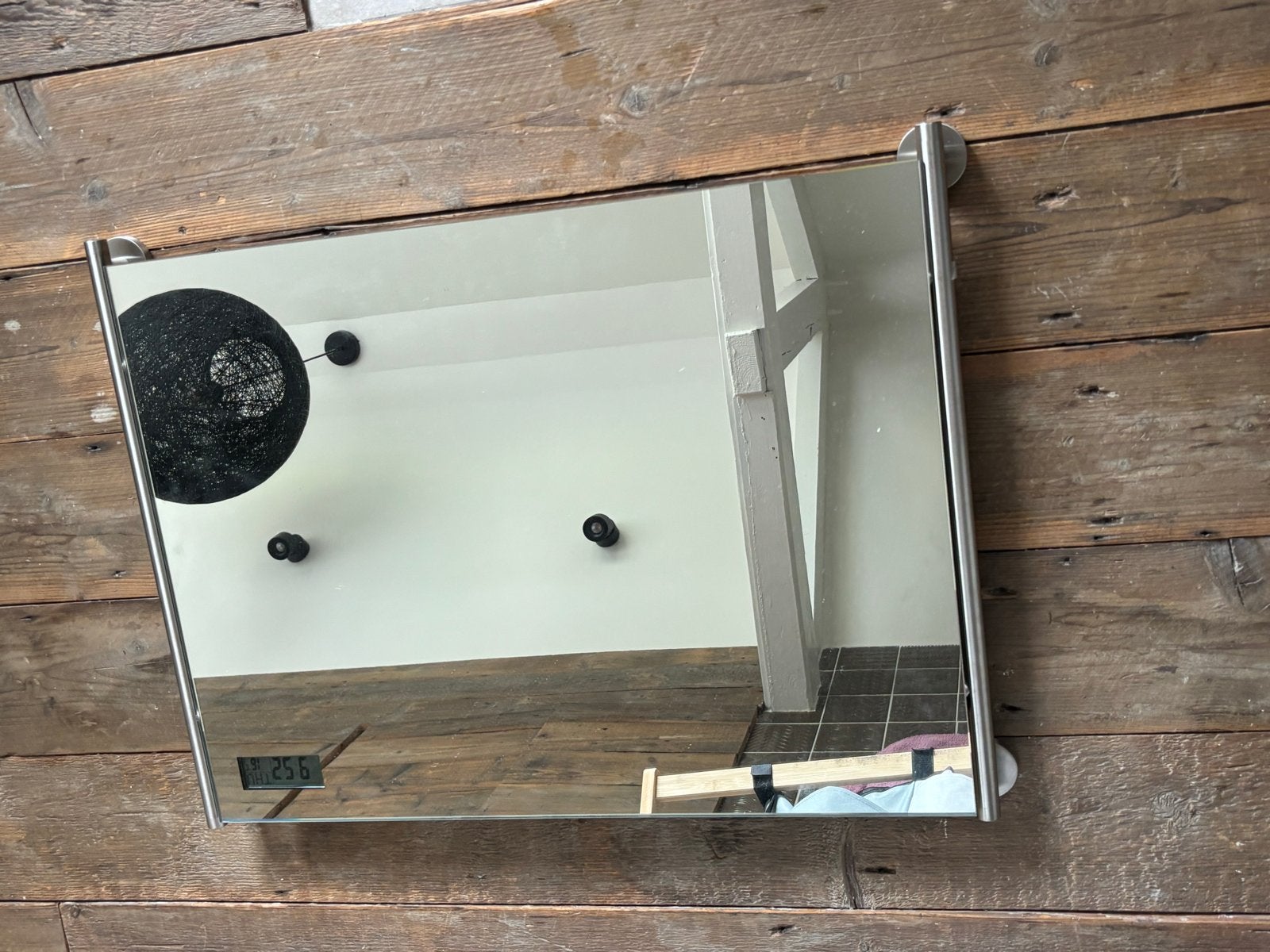 Boston spiegel met klok en thermometer, 68x48 cm, Huis en Inrichting, Woonaccessoires | Spiegels, Ophalen, Nieuw, Minder dan 100 cm
