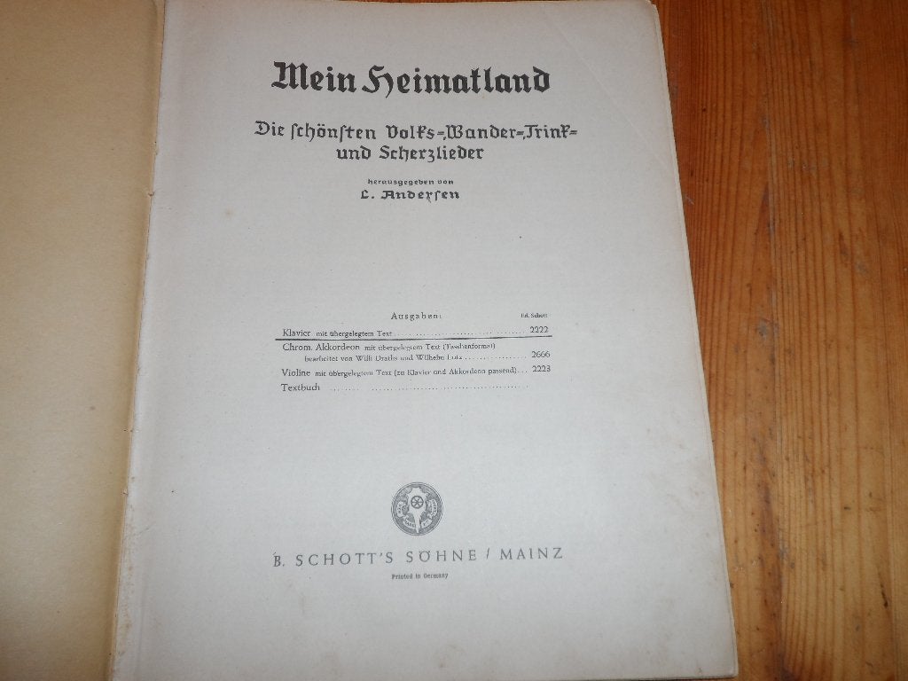 Mein heimatland - l. Andersen, Gebruikt, Ophalen of Verzenden, Artiest of Componist, Piano