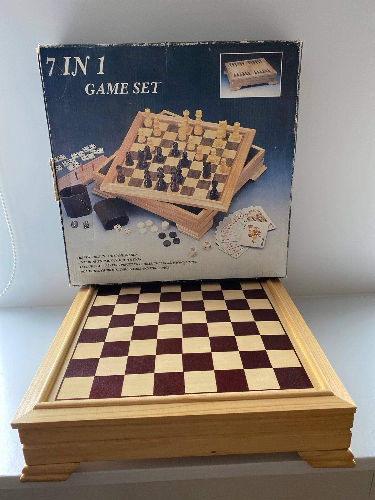 7-in-1 Spellen Set: Schaken, Dammen, Backgammon en meer, Een of twee spelers, Ophalen of Verzenden, Gebruikt, Reisspel