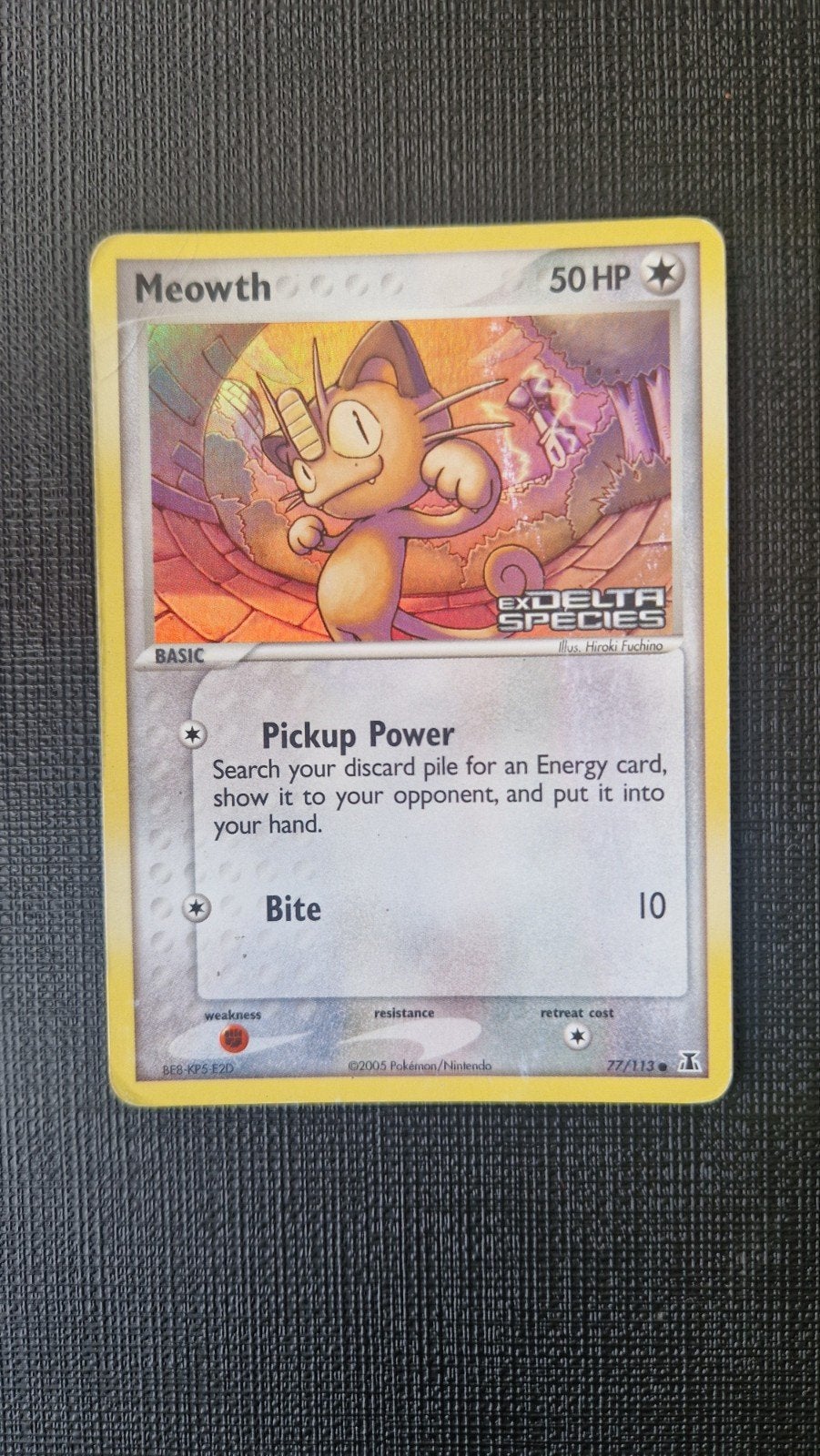 Meowth 77/113 Reverse holo, Ophalen of Verzenden, Gebruikt, Losse kaart, Foil