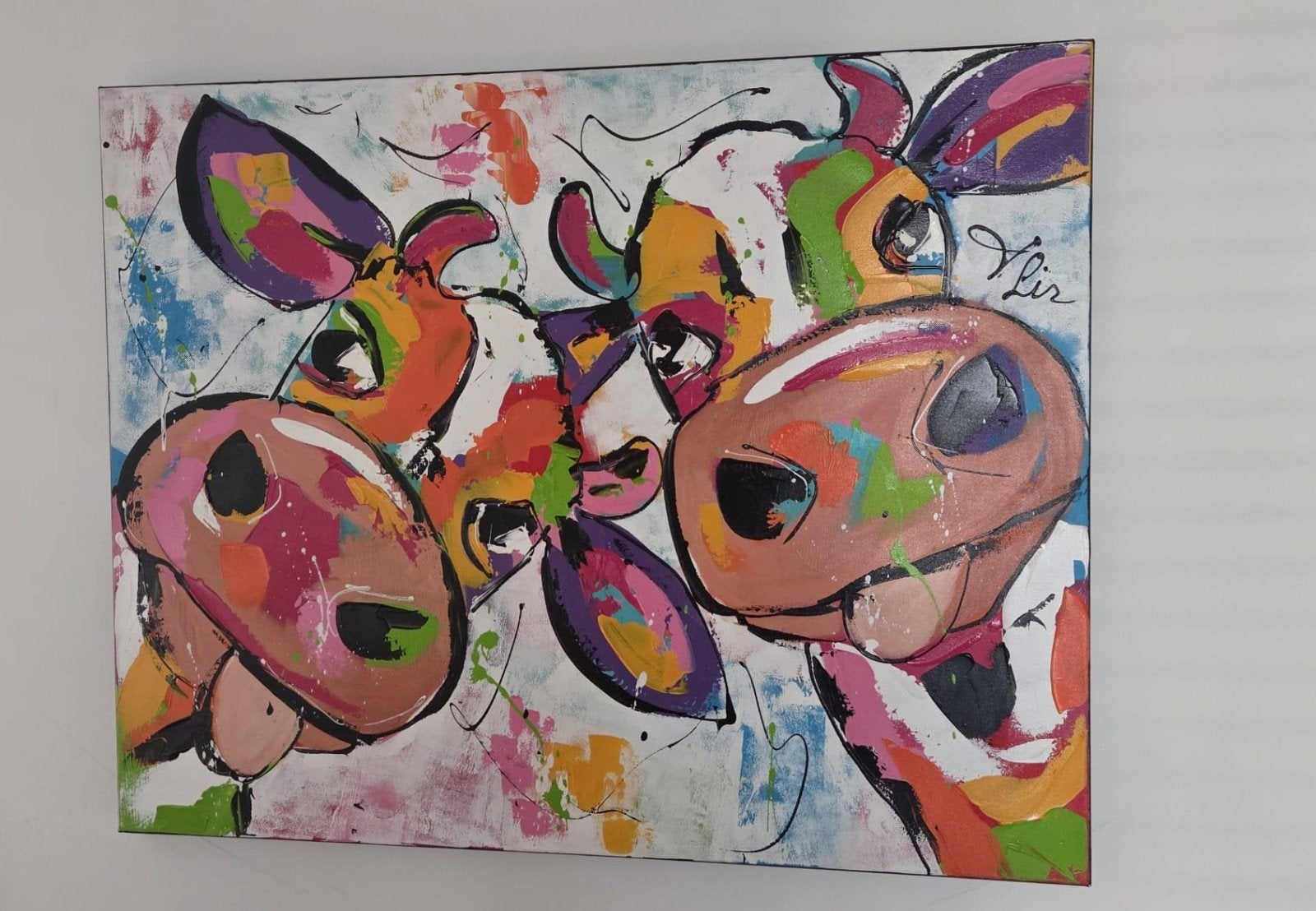 Koeien Schilderij - vrolijke snuiters kunstenares Liz, Ophalen