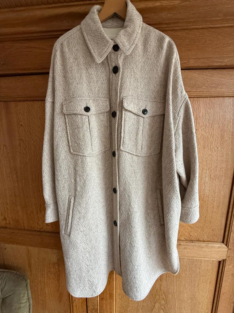 Isabel Marant Etoile Oversized jas beige maat FR42 L/M, Verzenden, Zo goed als nieuw, Maat 42/44 (L), Beige