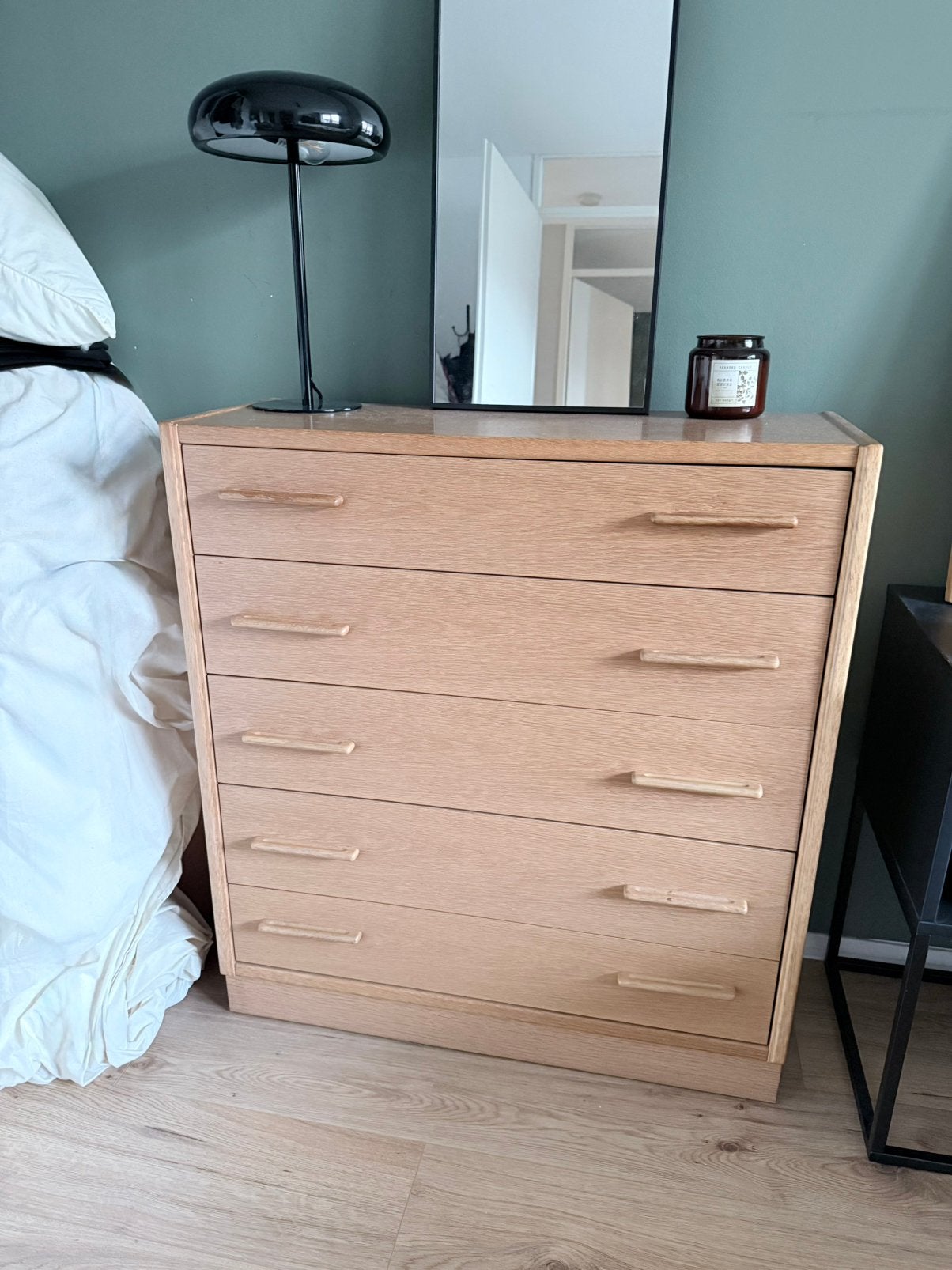 Lichte houten ladekast / commode – 5 lades – 80 cm breed, Ophalen, 5 laden of meer, Eikenhout, 50 tot 100 cm