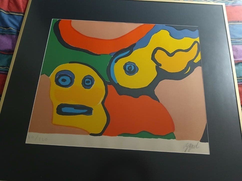 Karel Appel gesigneerde Litho "Yellow boy and Son", Ophalen