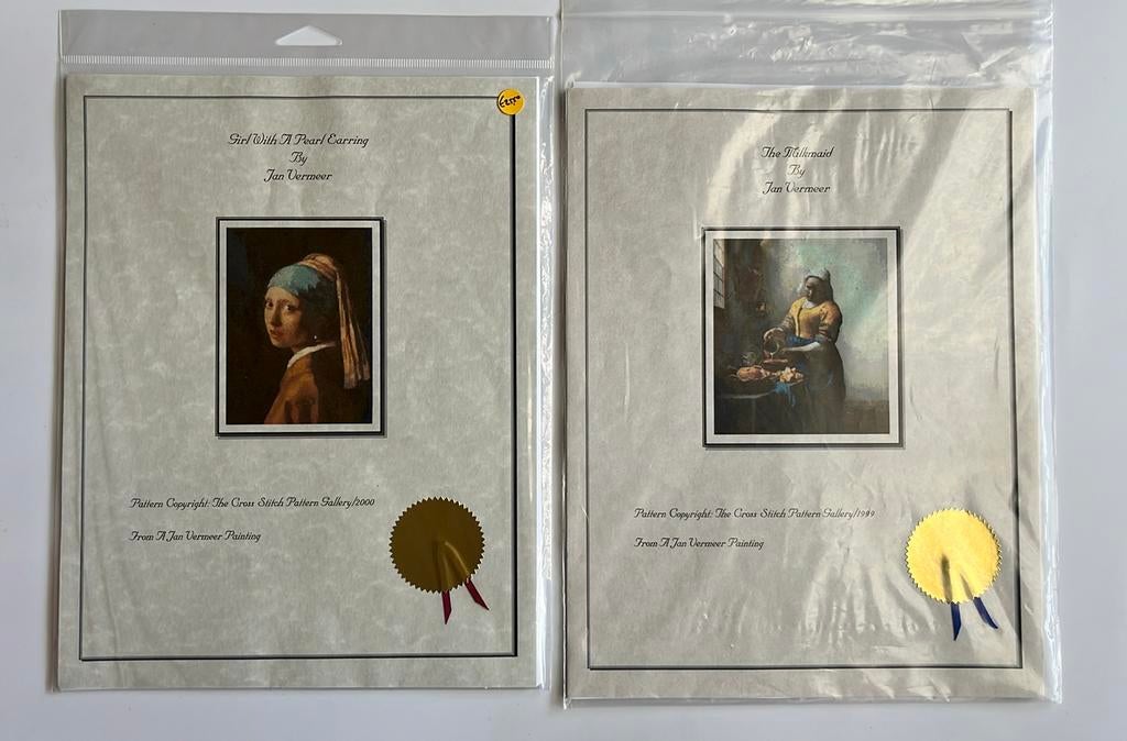 Borduurpatronen Vermeer: Meisje met de Parel & Melkmeisje, Ophalen of Verzenden, Nieuw, Handborduren, Patroon