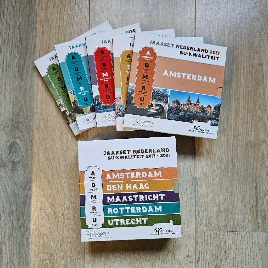 5 Jaarsets Nederland grote steden 2017-2021, Postzegels en Munten, Munten | Nederland, Ophalen of Verzenden, Koningin Beatrix