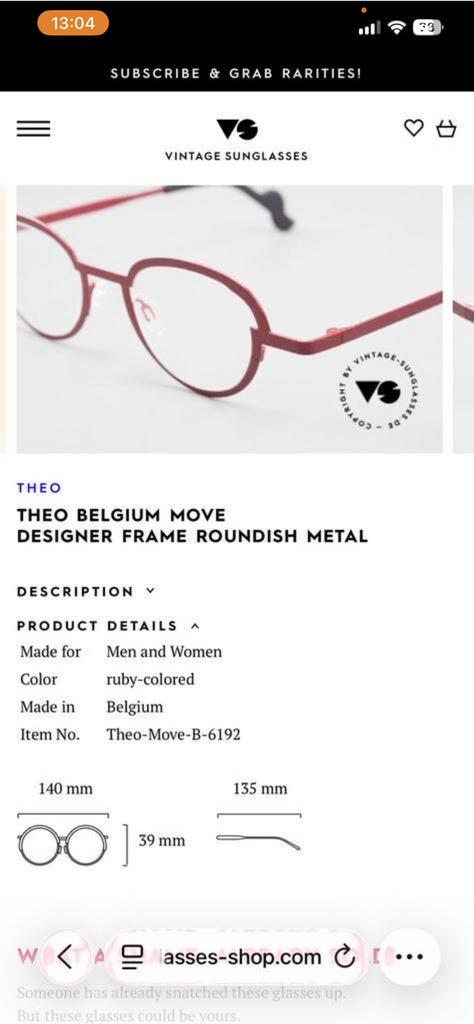 Theo bril model Move rood met doos zgan, Sieraden, Tassen en Uiterlijk, Overige merken, Ophalen of Verzenden, Zo goed als nieuw