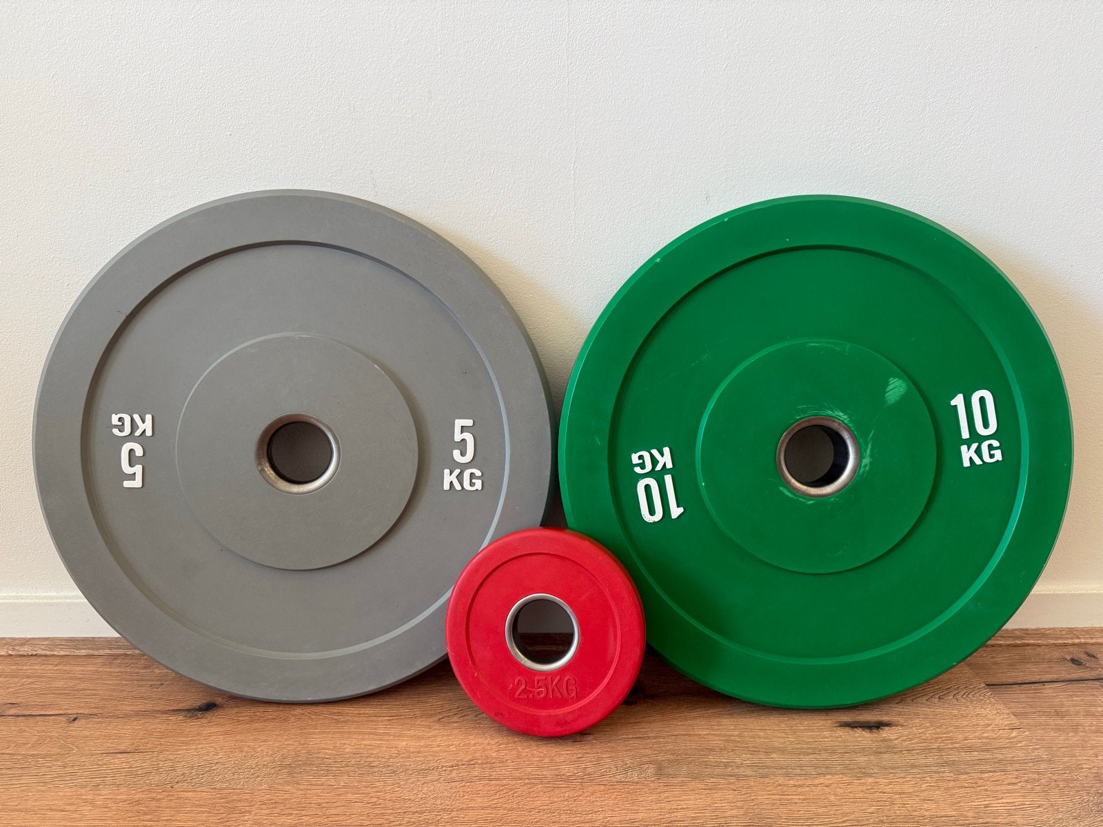 Bumper plates gewichten 2.5kg, 5kg, 10kg, Sport en Fitness, Fitnessmaterialen, Ophalen of Verzenden, Gebruikt, Armen, Halterschijven