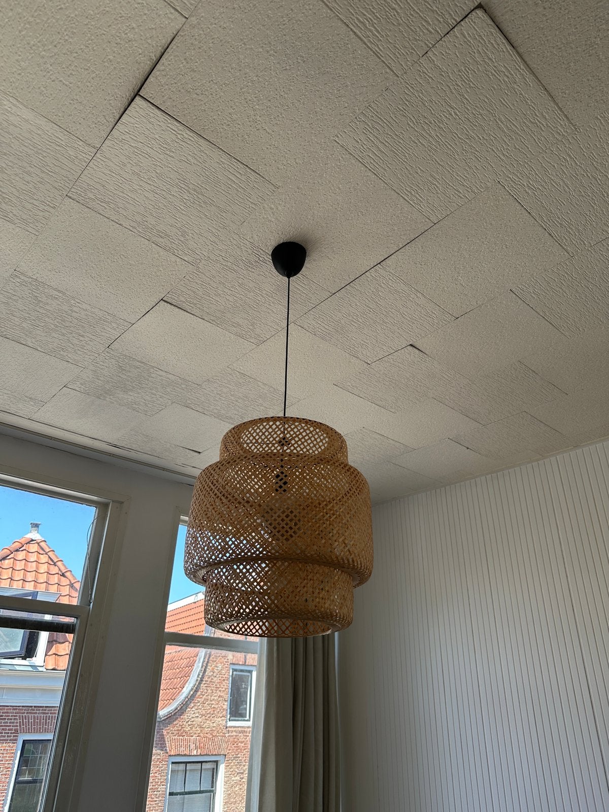IKEA SINNERLIG Hanglamp / Plafondlamp Bamboe, Ophalen, Zo goed als nieuw, Hout, 50 tot 75 cm