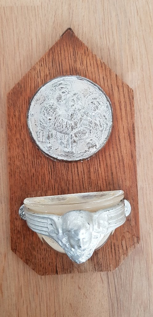 Vintage wijwater bakje , Verzamelen, Religie, Ophalen of Verzenden, Gebruikt, Overige typen, Christendom | Katholiek
