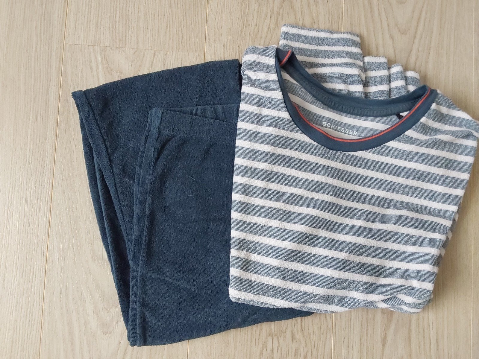 Schiesser pyjama set - gestreept shirt en effen broek, Ophalen of Verzenden, Zo goed als nieuw