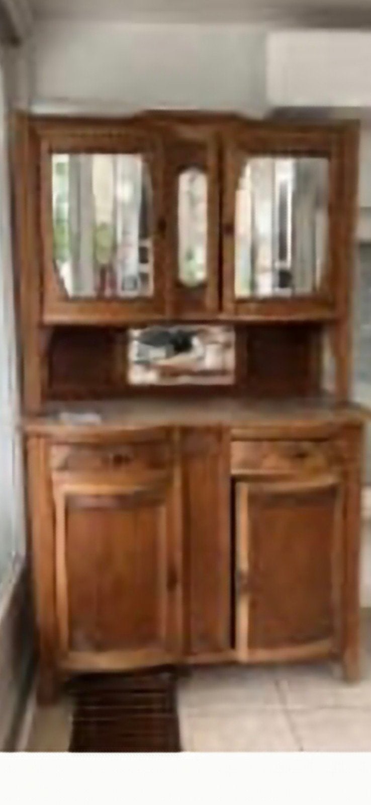 Antiek houten dressoir met spiegelopbouw, Ophalen