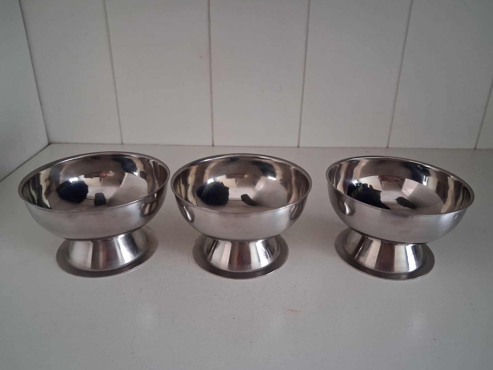 Vintage 3 RVS dessert/snack schaaltjes, Ophalen of Verzenden