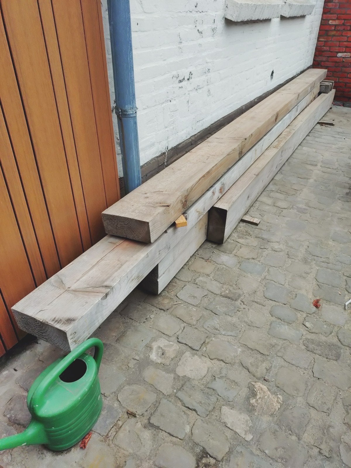 4 Vuren gordingen balken 4,2m lang, 21,5x9,5cm, Ophalen, Zo goed als nieuw, Balk, Vuren