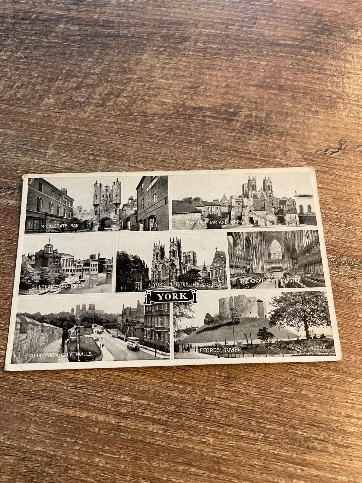 Vintage Ansichtkaart York - Zwart-wit met 6 Afbeeldingen, Ophalen of Verzenden, Gelopen, Engeland