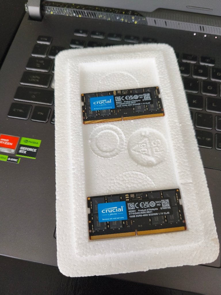 Ram geheugen Crucial 32GB (2x16GB) DDR5 SODIMM 4800MHz, 32 GB, Ophalen of Verzenden, Zo goed als nieuw, DDR5