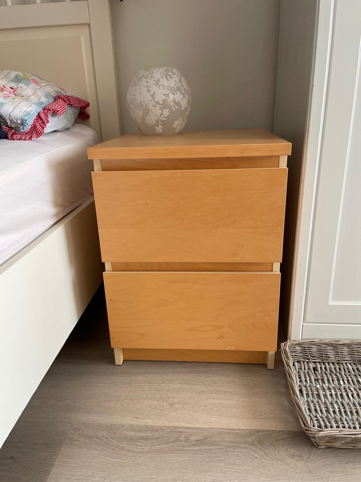 Twee nachtkastjes Malm Ikea, Ophalen, Gebruikt, Minder dan 45 cm, 55 tot 70 cm