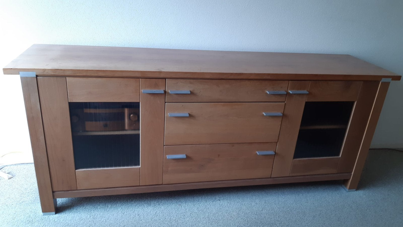 Massief houten dressoir, Ophalen, Gebruikt, 200 cm of meer, Minder dan 100 cm