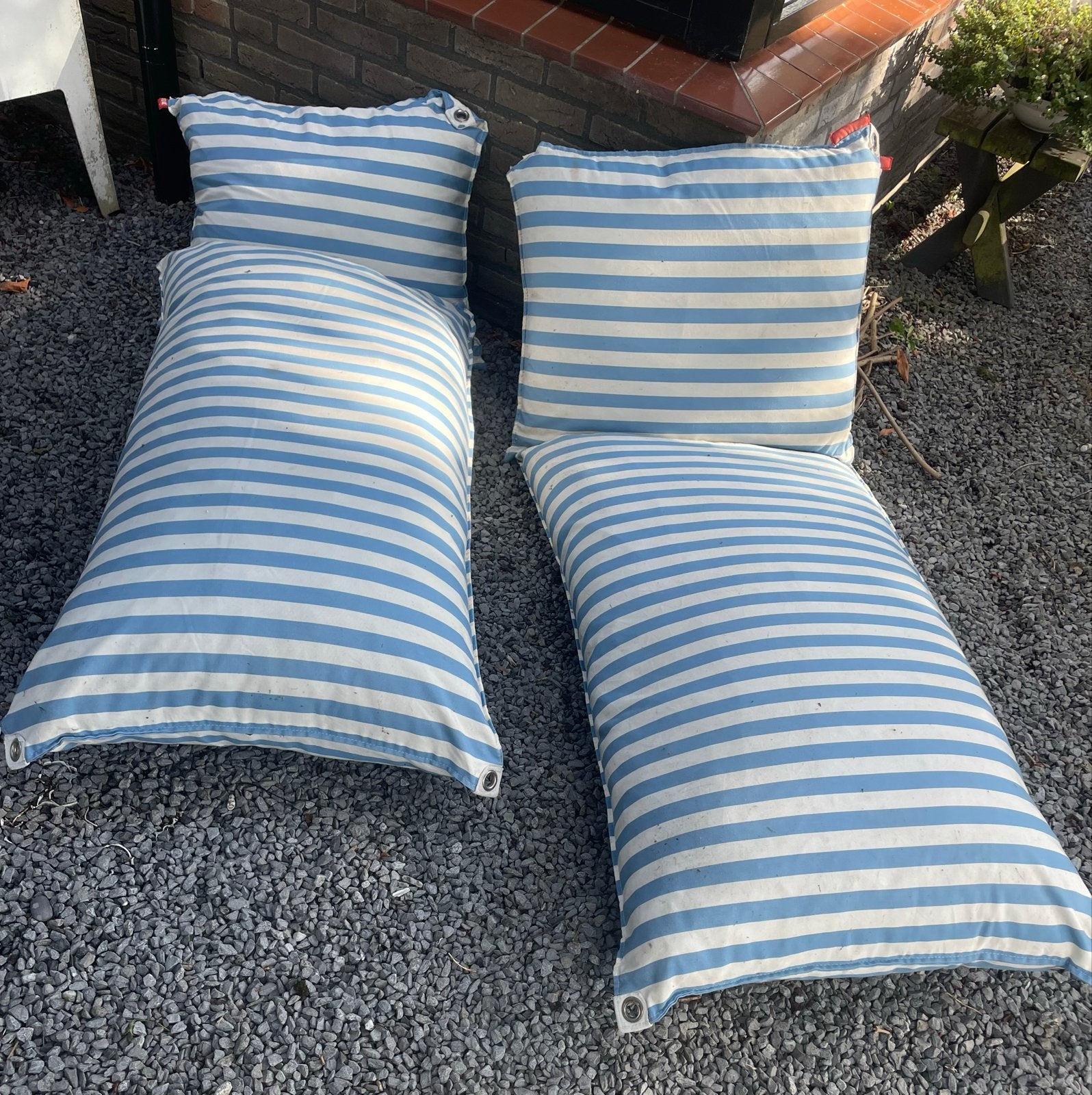 Fatboy Loungekussens Tuin - Blauw Wit Gestreept, Ophalen, Overige merken, Gebruikt, Rechthoekig