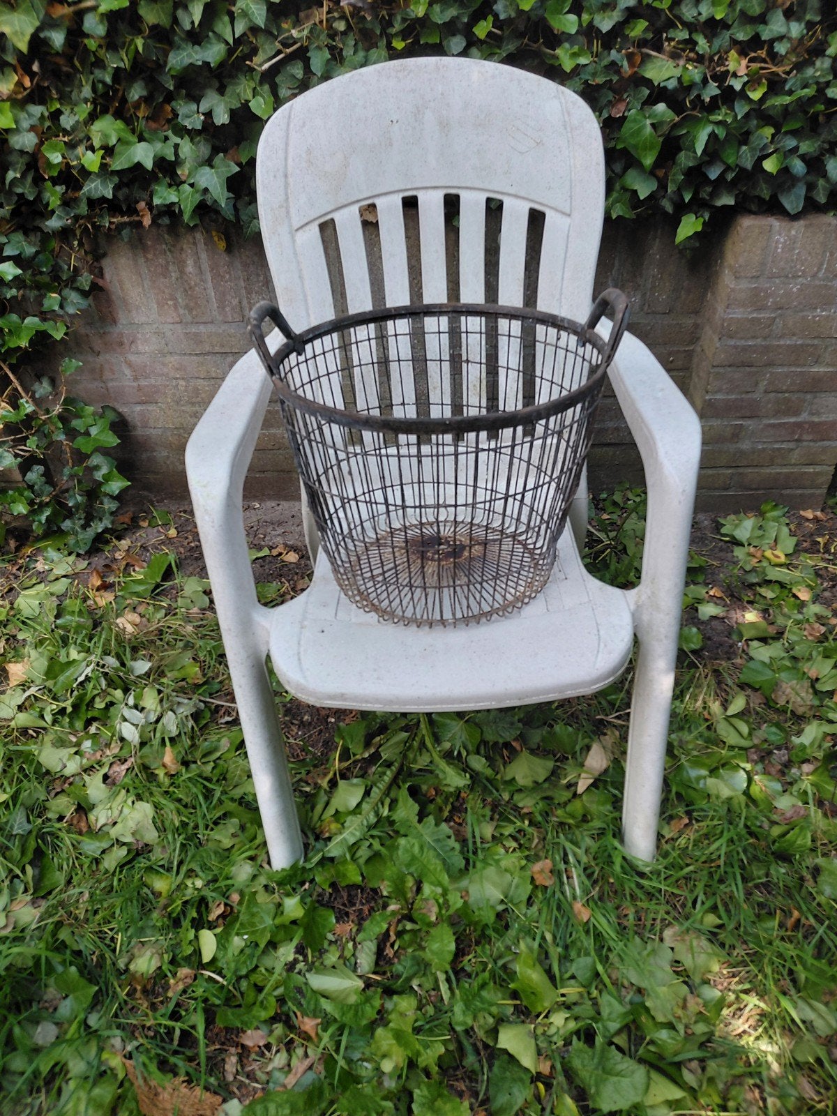 Vintage metalen aardappelmand -decoratie of opslag, Antiek en Kunst, Ophalen of Verzenden