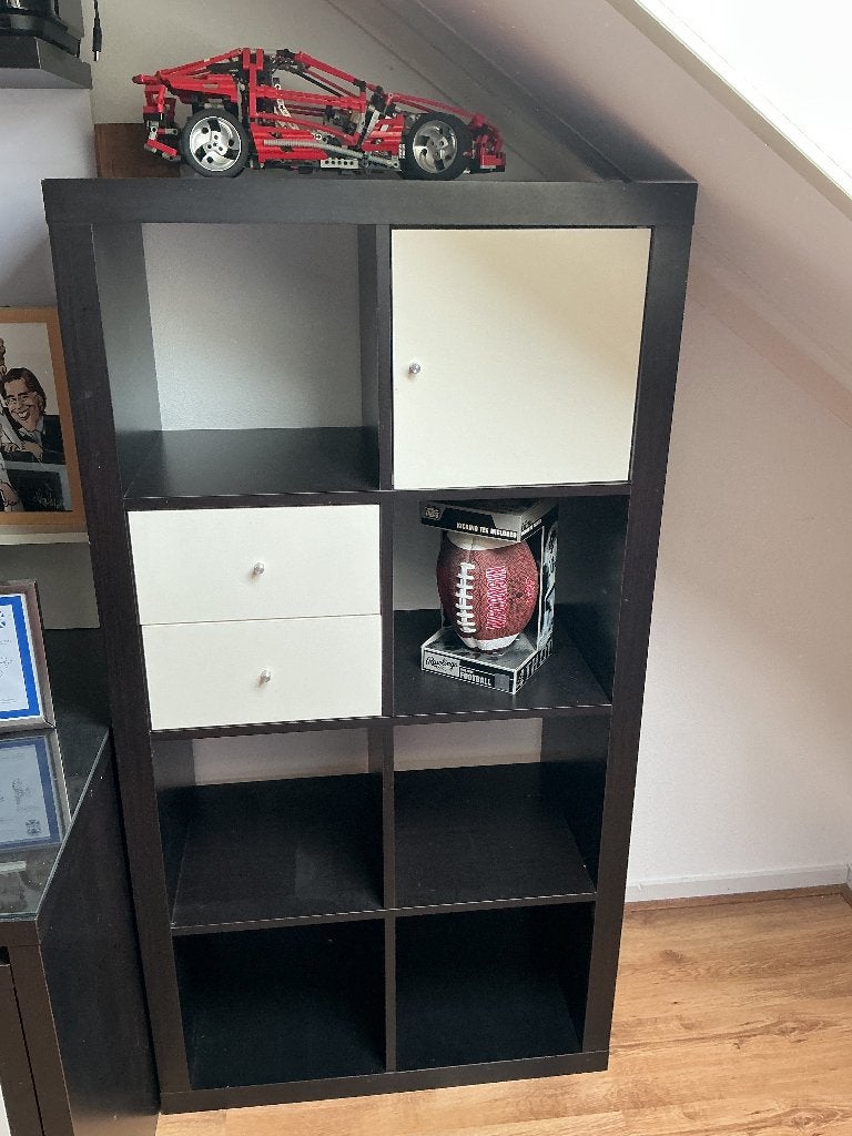 Ikea Kallax - 8 vakken (zwart-bruin), Ophalen, Gebruikt, Met lade(s), 100 tot 150 cm