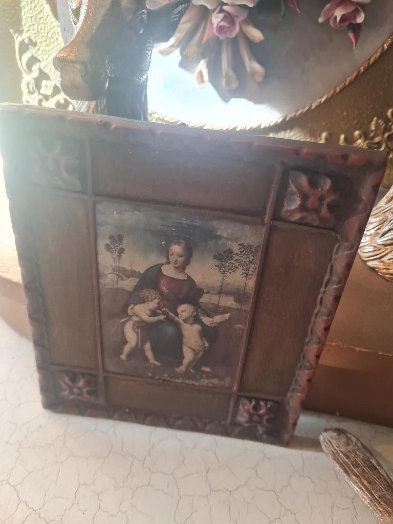 Zeer oud houten paneeltje met religieuze afbeelding