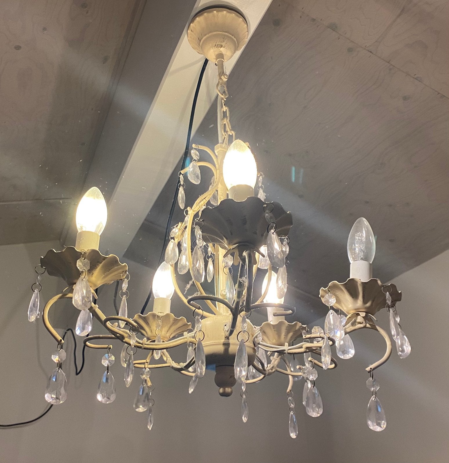 Kroonluchter, Ophalen of Verzenden, Gebruikt, Metaal, Brocante