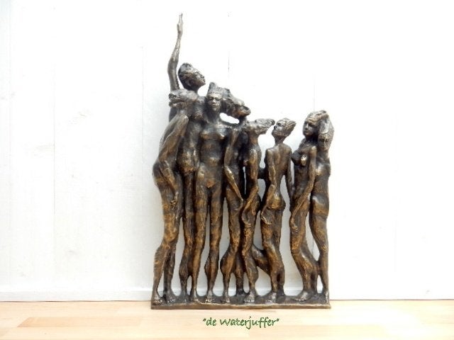 007* Bronzen wanddeco mensen (Boven €75 geen verzendkosten), Ophalen of Verzenden, Nieuw, Overige materialen, Mensenbeeld