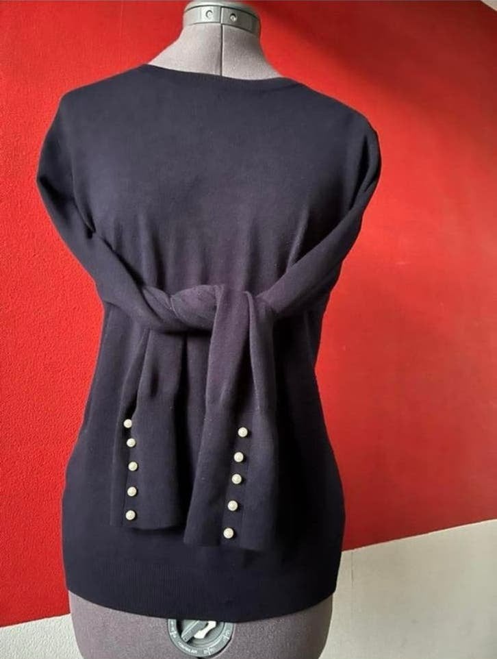 Zara knit donkerblauwe dunne trui maat L ., Ophalen of Verzenden, Gedragen, Maat 38/40 (M), Blauw