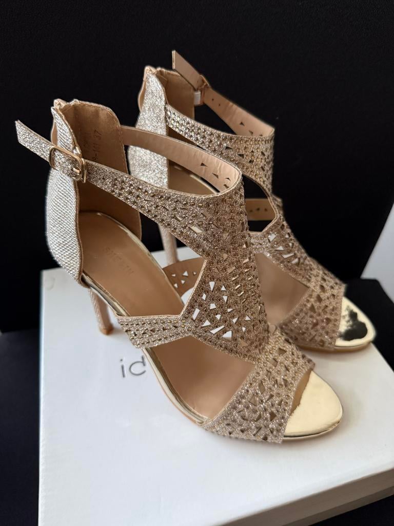 Gouden glitter hakken - maat 37 nieuw, Pumps, Overige kleuren, Nieuw, Ophalen of Verzenden