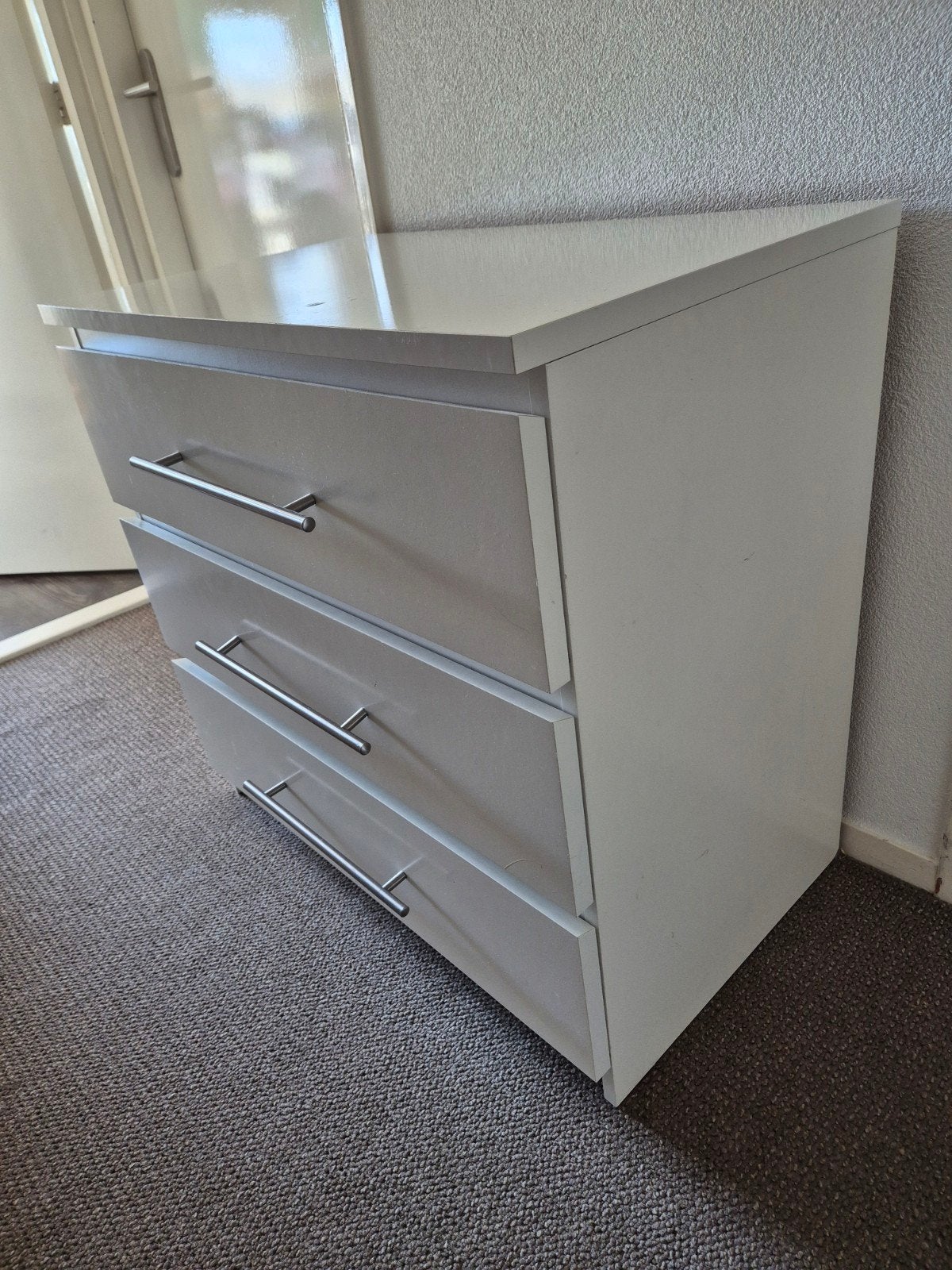 Witte ladekast met 3 laden, Ophalen, Overige materialen, Gebruikt, 50 tot 100 cm