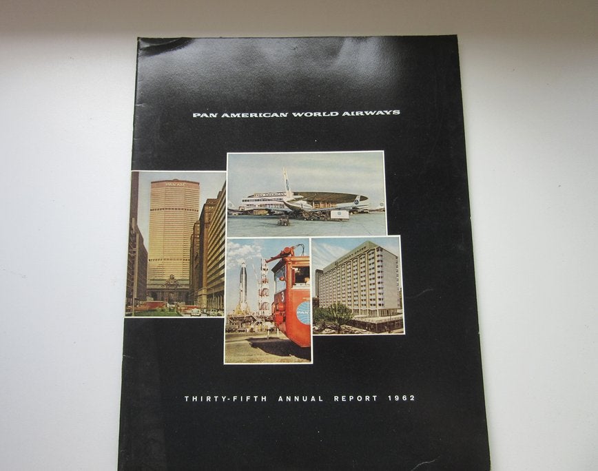 Pan American World Airways annual report 1962, Verzamelen, Verzenden, Gebruikt, Boek of Tijdschrift