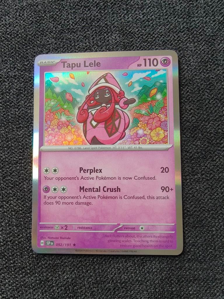Tapu Lele Pokémon Kaart 092/191 - Zeldzaam Foil, Hobby en Vrije tijd, Verzamelkaartspellen | Pokémon, Nieuw, Losse kaart, Foil