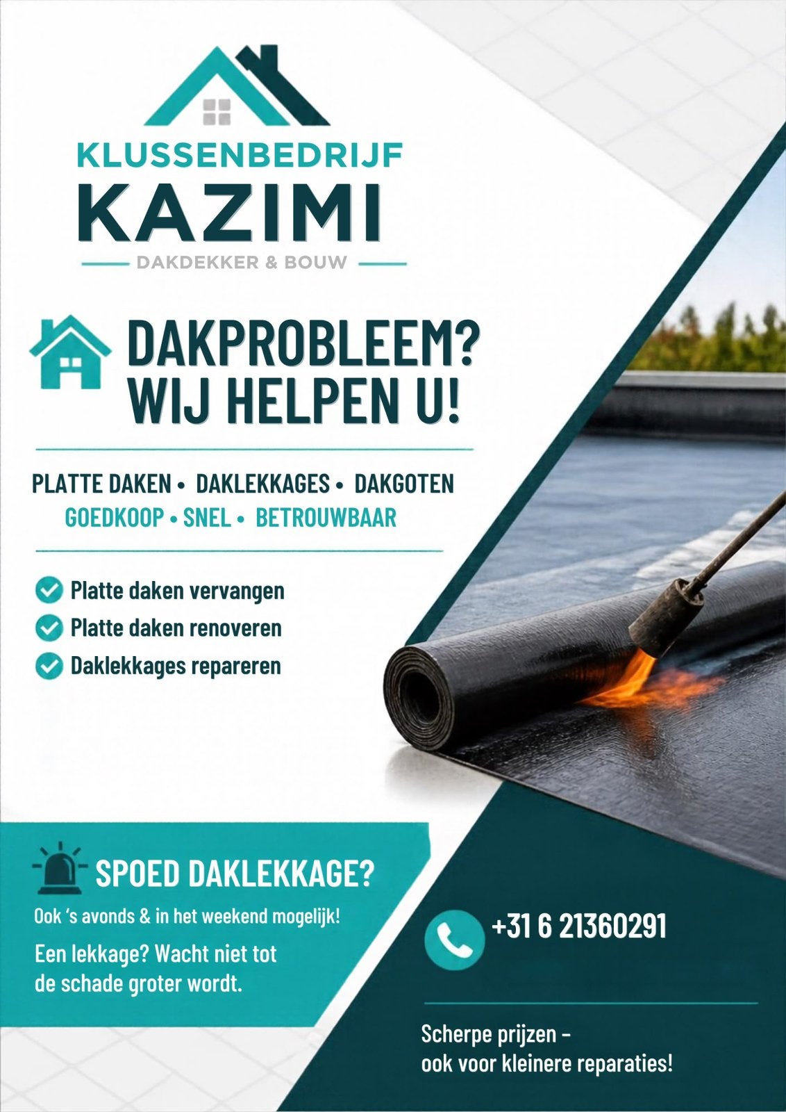 Dakdekker - Dakreparatie - Daklekkage Almere, Overige materialen, Zo goed als nieuw, 15 m² of meer, Ophalen
